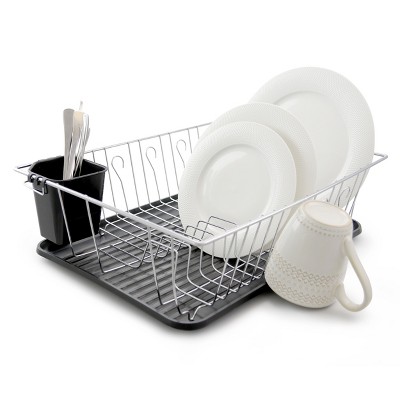 Better Chef 16 Inch Chrome Dish Rack with Black Tray