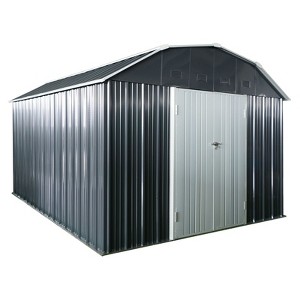 NicBex 10x12 Ft Metal Outdoor Storage Shed with Lockable Doors and Arch Roof for Backyard,Garden,Patio,White+Black - 1 of 4