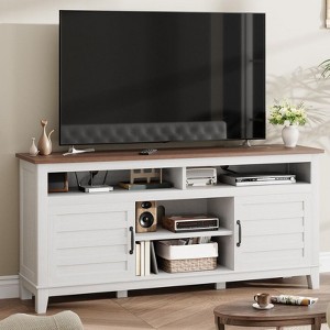 TV Stand for 63 in, Entertainment Center with Adjustable Shelves, Farmhouse TV Stand with Cabinet Doors - 1 of 4