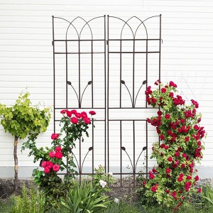 4 Pack Metal Garden Trellis 71" x 17.7" Rustproof Trellis for Climbing Plants Outdoor Flower Support Black - 1 of 4