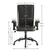 VECELO Ergonomic Leather Office Chair, Adjustable Swivel Desk Chair with Armrests & Lumbar Support, Black/Brown - 3 of 4