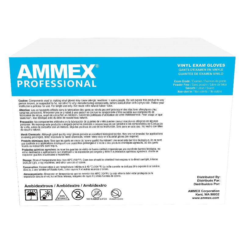 Ammex Powder-Free Vinyl Exam Gloves Latex-Free Medium 100/Box (VPF64100), 2 of 7