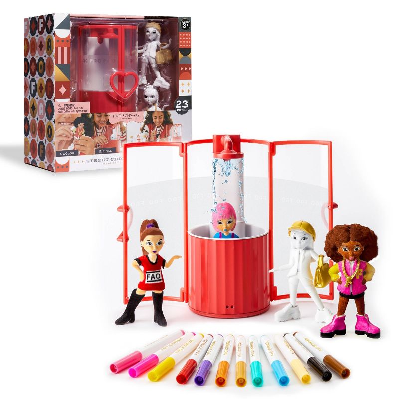 FAO Schwarz Street Chic Fashionistas Wash-And-Color Design Dolls 23pc, 1 of 11