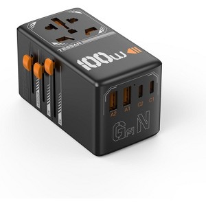 Universal Travel Adapter, 100W GaN International Power Adaptor with 4 USB (2 USB-C), Worldwide Plug Adapter for US EU UK AUS FR IT ES(Type C/G/A/I) - 1 of 4