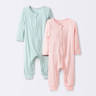 Image of Baby Girls' 2pk Modal Blend Romper - Cloud Island™ Pink 18M