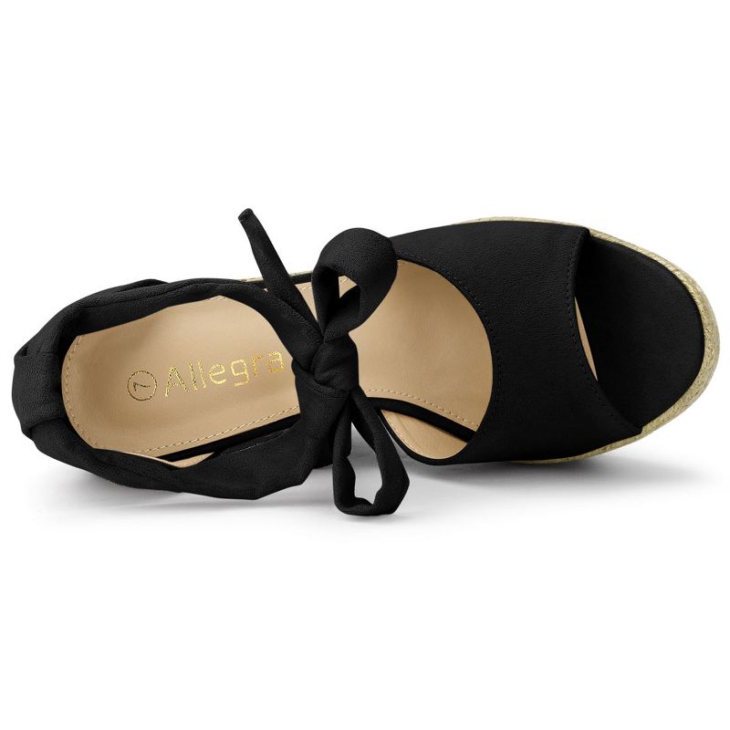 Allegra K Women's Espadrilles Tie Up Ankle Strap Wedges Sandals, 5 of 8