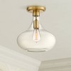 Possini Euro Design Cecil Modern Ceiling Light Semi Flush Mount Fixture 11" Wide Warm Brass Clear Glass for Bedroom Kitchen Living Room Hallway House - 2 of 4