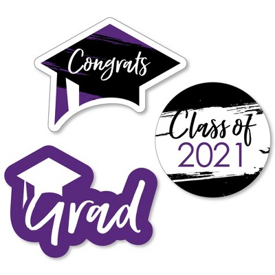 Big Dot of Happiness Purple Grad - Best is Yet to Come - DIY Shaped Purple 2021 Graduation Party Cut-Outs - 24 Count