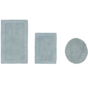 Edge Bath Rug 100% Premium Cotton Ultra-Soft Water Absorbent Tufted Solid Reversible 3 Piece Bathroom Rug Set for Machine Washable Bathmat - 1 of 4