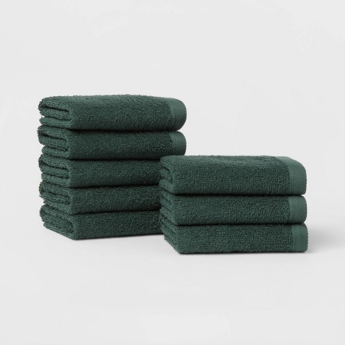 8pc Antimicrobial Washcloth Set Dark Green - Room Essentials™