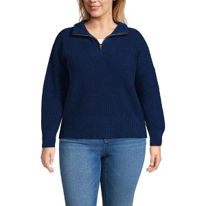 Lands' End Women's Drifter Shaker Wedge Quarter Zip Sweater - 1 of 3