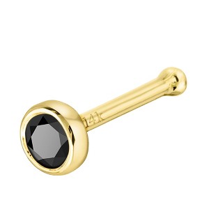 Jewelry Avalanche 22G 14K Gold Bezel-set Black Diamond Ball-end Nose Stud - 1 of 3
