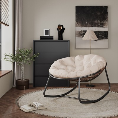 Dsvimoy Accent Chair Rocking Style for Trendy Living Spaces, Beige, 41.4"*24.9"*14.4"