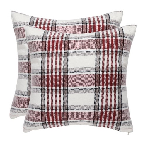 Piccocasa Buffalo Check Plaid Throw Pillow Cover With Pompoms For Sofa Couch  Decor 1 Pcs Black Beige White 18 X 18 : Target