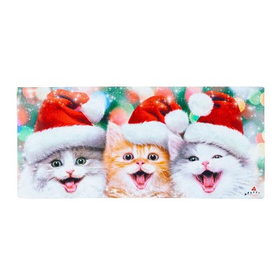 Evergreen Santa Trio Kittens Sassafras Indoor Outdoor Switch Doormat 1'10"x10" Multicolored