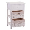 DOMETOUR One Drawer Nightstand with Two Removable Baskets, Storage Bedside Table, Modern End Table with Tall Legs, Indoors, White - 3 of 4