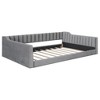 CAVINAS Twin/Full Size Pine Wood Velvet Upholstered Daybed Bed Frame with Side Storage pocket,No Box Spring Needed - 3 of 4