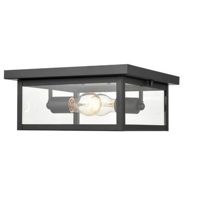 Evanton Bronze and Glass 2-Light Outdoor Flush Mount