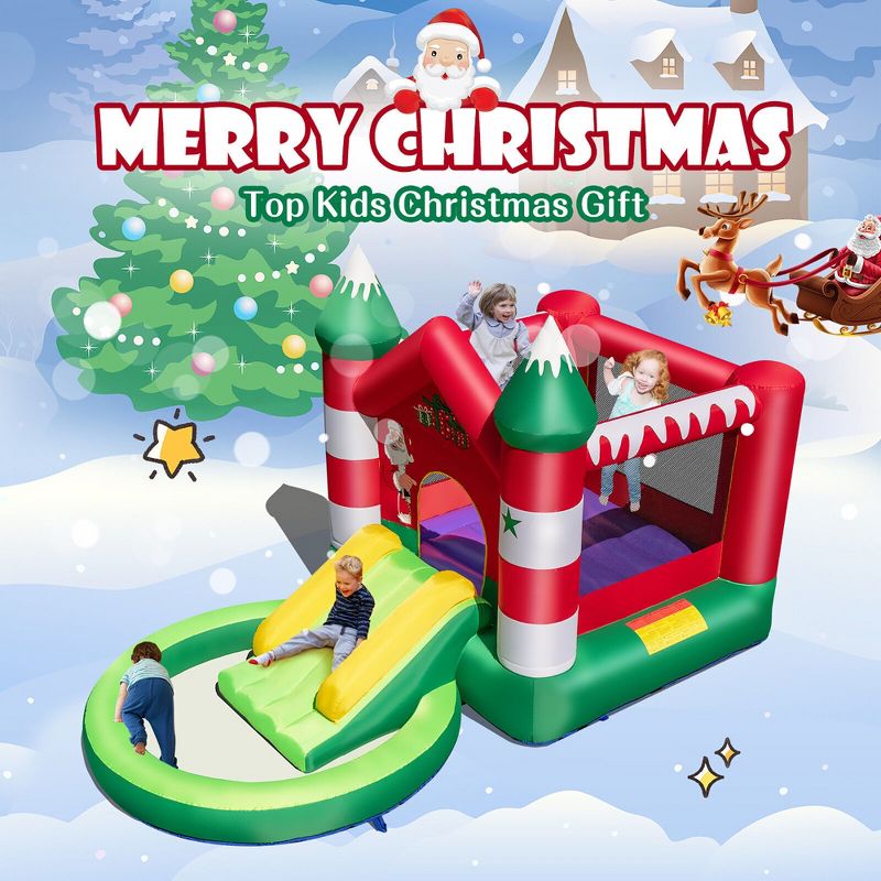 Costway Inflatable Bounce House w/ Blower Kids Christmas w/ Slide & Trampoline & Ball Pool, 4 of 11