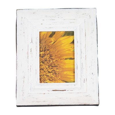 Antiqued Brushed White 4x6 Inch Wood Decorative Picture Frame - Foreside Home & Garden