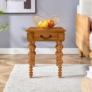 Bella Depot Vintage Narrow End Table with Drawer and Solid Wood, Easy Assembly Sofa Side Table for Living Room - 1 of 4