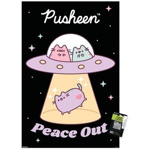 Trends International Pusheen: Pastel Pusheens - Peace Out UFO Unframed Wall Poster Prints - 1 of 4