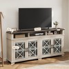 Farmhouse TV Stand for 80 inch, Grey Modern Entertainment Center with Lights and Pattern Glass Doors, Wooden Media Console Cabinet Table - 3 of 4