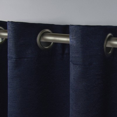 Navy Room Darkening Polyester Grommet Curtain Panels