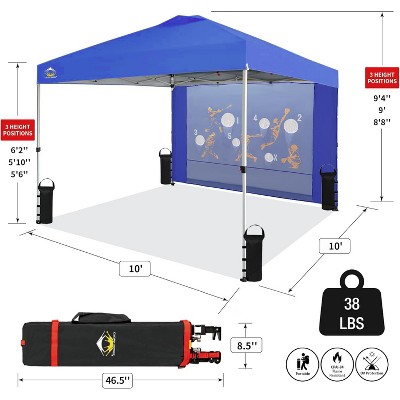 Blue 10x10 Pop-Up Canopy Tent with Game Netting and One Push Setup