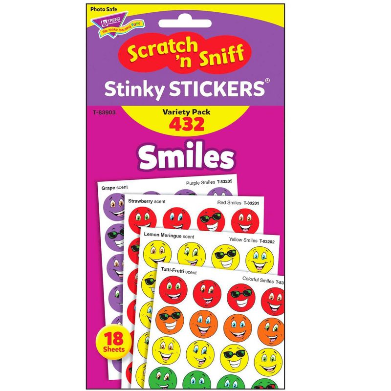 Trend Enterprises Stinky Stickers, Smiles, Variety Pack, 3/4 inch, Pack of 432, 2 of 4