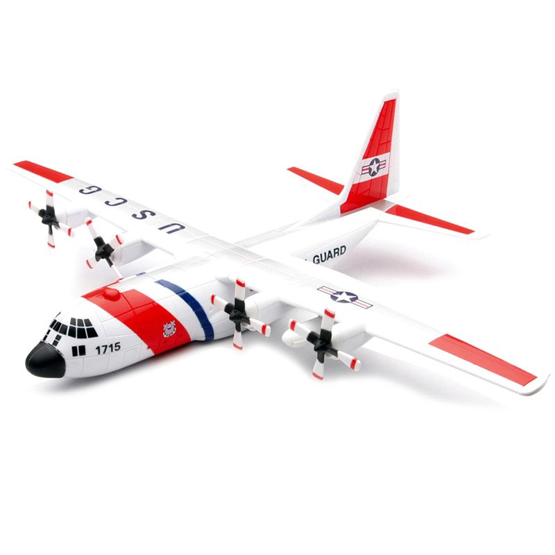 Model Kit Lockheed C-130 Hercules Transport Aircraft White & Red "US Coast Guard" Snap Together Plastic Model Kit by New Ray, 2 of 4
