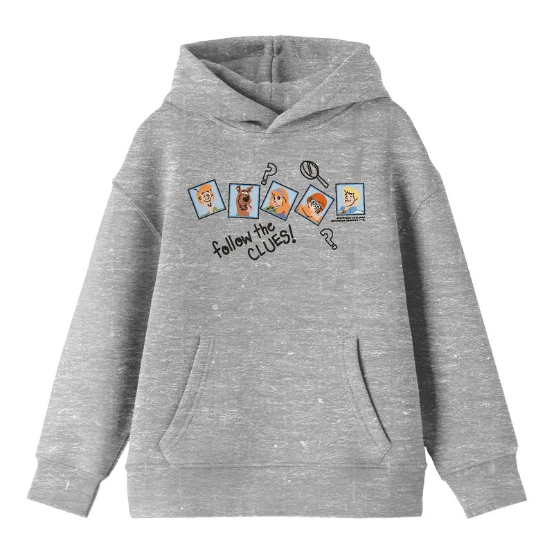 Scooby Doo Mystery Gang Doodles Youth Athletic Gray Hoodie, 1 of 4
