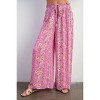 Slickblue Women's Floral Gauze Palazzo Pant, Smocked Waist with Tie, Wide Leg Fit, Pink, Size S-L - 2 of 4
