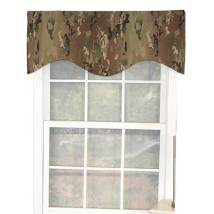 RLF Home Cloak Cornice 100% Cotton with Fully Lined 3" Rod Pocket Valnance for Windows 50" x 17" Green - 1 of 4