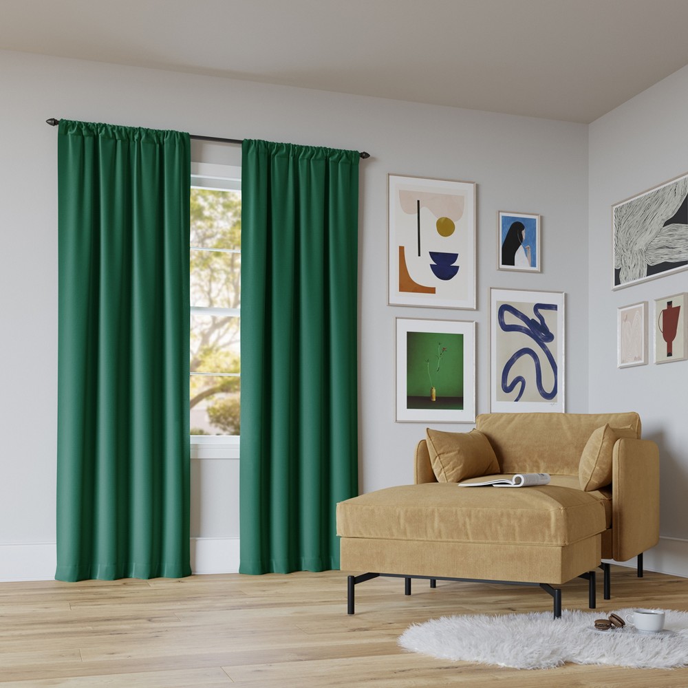 Photos - Curtains & Drapes 40"x84" Sun Zero Blackout Rianna Rod Pocket Curtain Panel Malachite Green