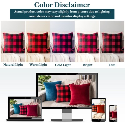 Checkered Red and Black Velvet Euro Pillow Covers, 20x20 Set of 2