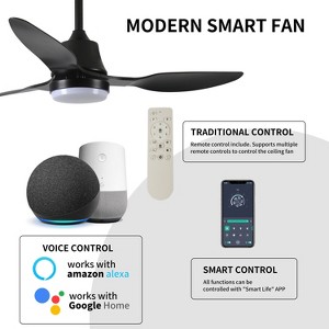 YUHAO 42 Inch Smart Integrated Dimmable LED Modern and Contemporary Ceiling Fan with Light,3 ABS Blades ,Works with Alexa and Google Assistant - 1 of 4