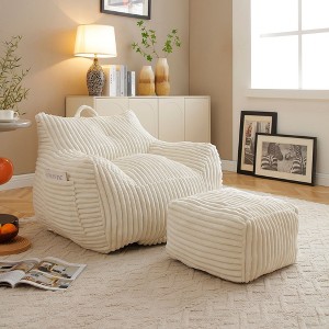Okak Modern Plush Corduroy Floor Bean Bag Sofa Chair with Armrests & Footstool,Lazy Lounge Couch for Living Room,Bedroom - 1 of 4