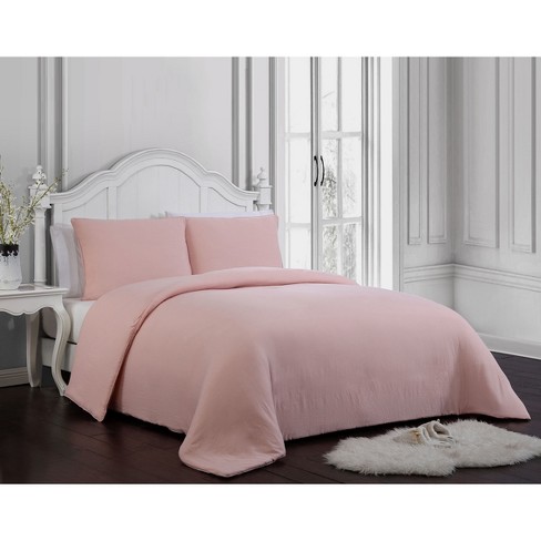 3pc King Gweneth Super Soft Comforter Set Blush Geneva Home