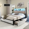 AMERLIFE Bed Frame with Bookcase Headboard, 4 Drawers, Charging Station, No Box Spring - 4 of 4