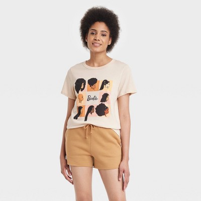 Women's Barbie Squares Short Sleeve Graphic T-Shirt - Tan XS