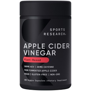 Sports Research Apple Cider Vinegar, 120 Veggie Capsules - 1 of 4