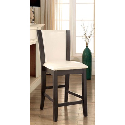 NicBex Contemporary Counter Height Dining Chairs with High Back,Set of 2,Ergonomics Side Chairs for Dining Room,Wooden Frame&Leatherette Cushion,Gray