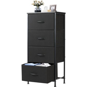 SEVOBAL Nightstand 4 Drawers Bedside Table Removable Bins Sturdy Organizer Furniture for Bedroom Nursery Closet Living Room, Black, 17.7"*11.8"*37.4" - 1 of 4