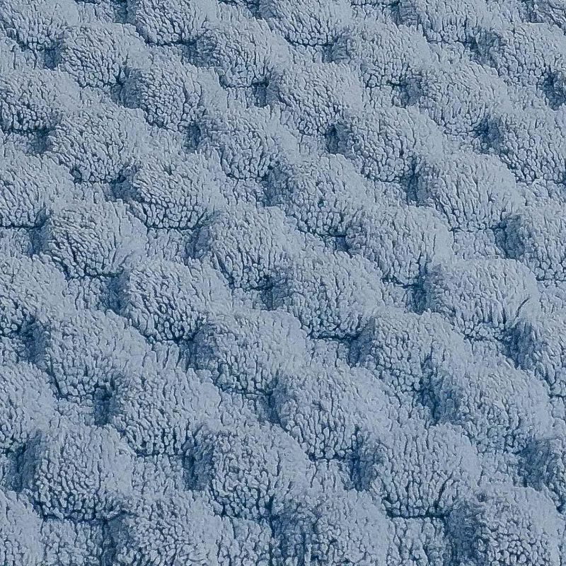 Knightsbridge Luxurious Block Pattern High Quality Year Round Cotton With Non-Skid Back Bath Rug Light Blue, 3 of 5