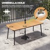 Crestlive Products Outdoor Dining Table for 4-6 People Patio Rectangle Table, Aluminum Frame with Durable Wood-Like Tabletop and Umbrella Hole - 2 of 4