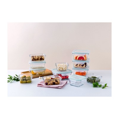Glasslock 24-Piece Clear Glass Food Storage Container Set with Lids