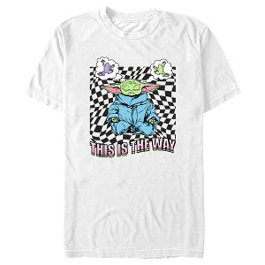 Men's Star Wars: The Mandalorian Grogu Frog Dream Checkerboard T-Shirt - 1 of 4