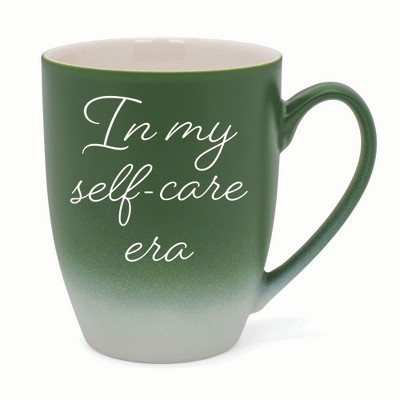 Elanze Designs In My Self-Care Era Two Toned Ombre Matte 10 ounce New Bone China Coffee Tea Cup Mug For Your Favorite Morning Brew, Green and White
