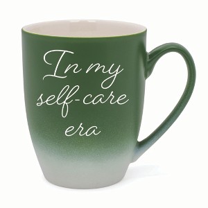 Elanze Designs In My Self-Care Era Two Toned Ombre Matte 10 ounce New Bone China Coffee Tea Cup Mug For Your Favorite Morning Brew, Green and White - 1 of 4